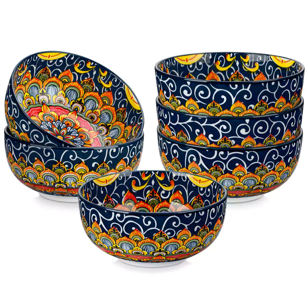 Simi 28oz Double-Sided Porcelain Bowls – Set of 6