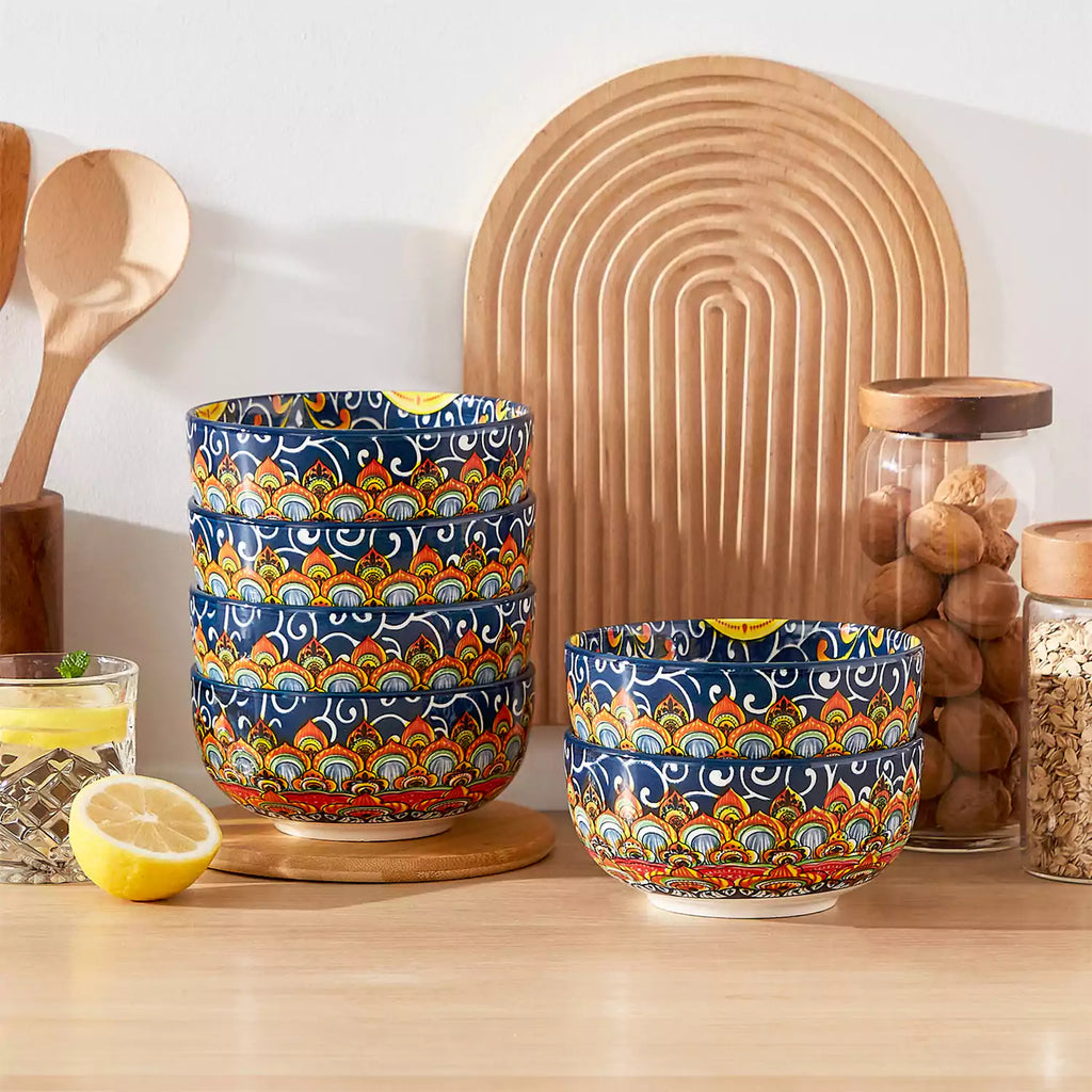 Simi 28oz Double-Sided Porcelain Bowls – Set of 6