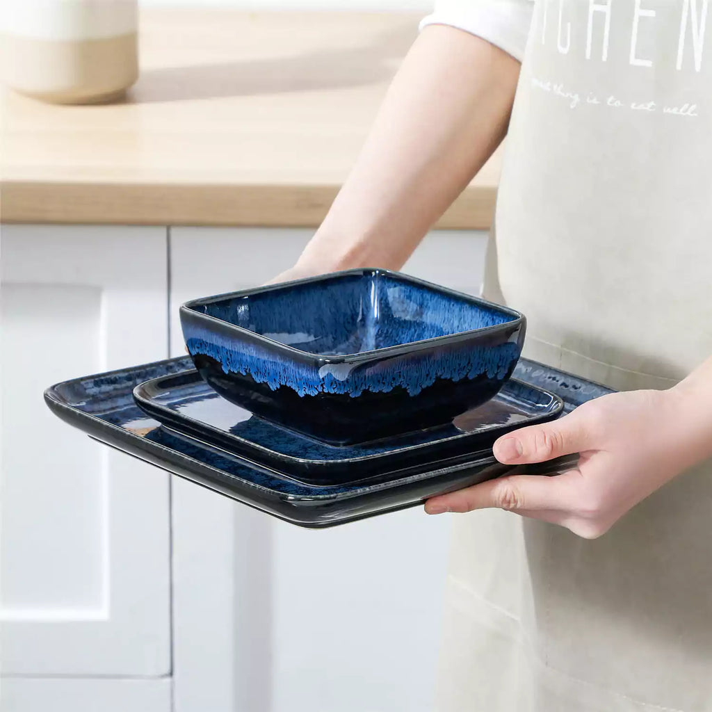 Stern 18 Piece Square Stoneware Dinnerware Set – Service for 6