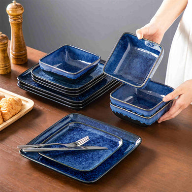 Stern 12 Piece Square Stoneware Dinnerware Set – Service for 4