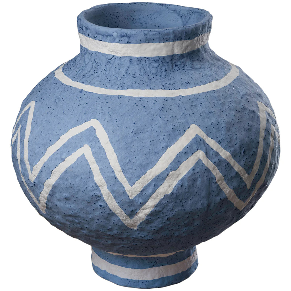 Miranda Blue Ceramic Vase – Handmade Portuguese Basket-Weave Decorative Vase