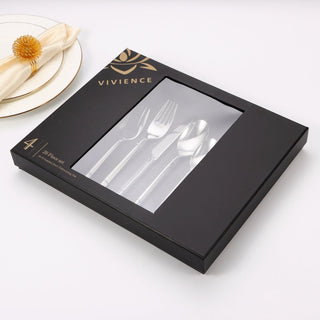 20 pc flatware set - Silver - Modern Tri-Angled Handle, Textured