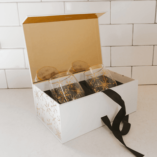 Gold Snowflake Stemless Wine Glasses – Boxed Set of 2