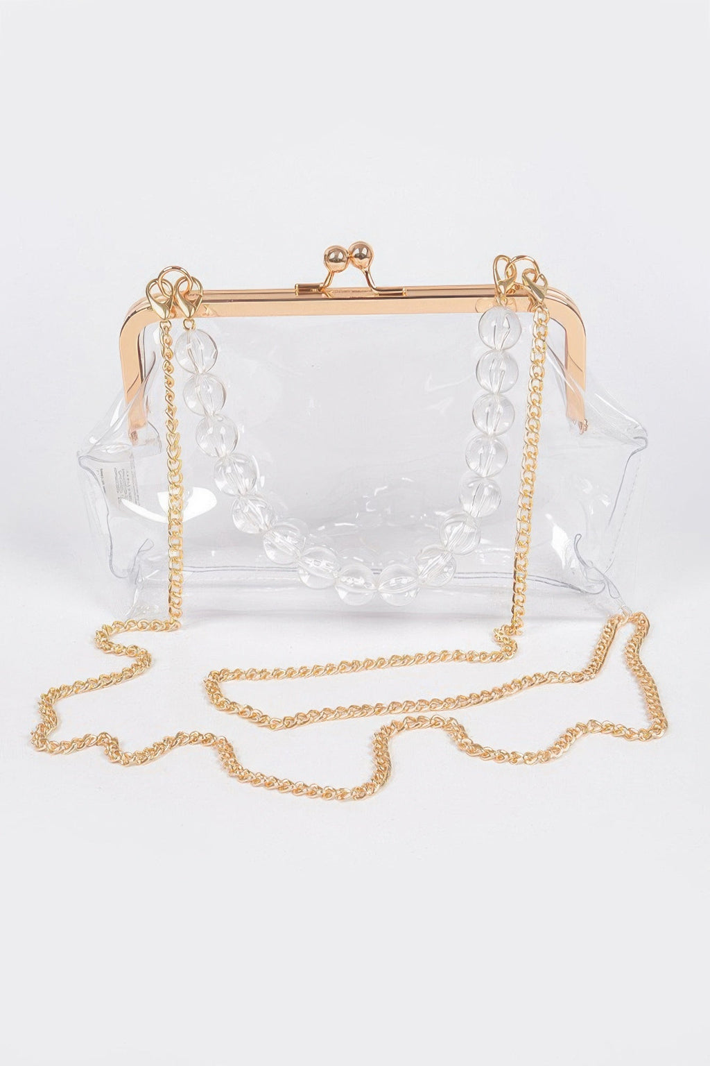 Vintage Clasp Clear PVC Clutch with Gold Chain