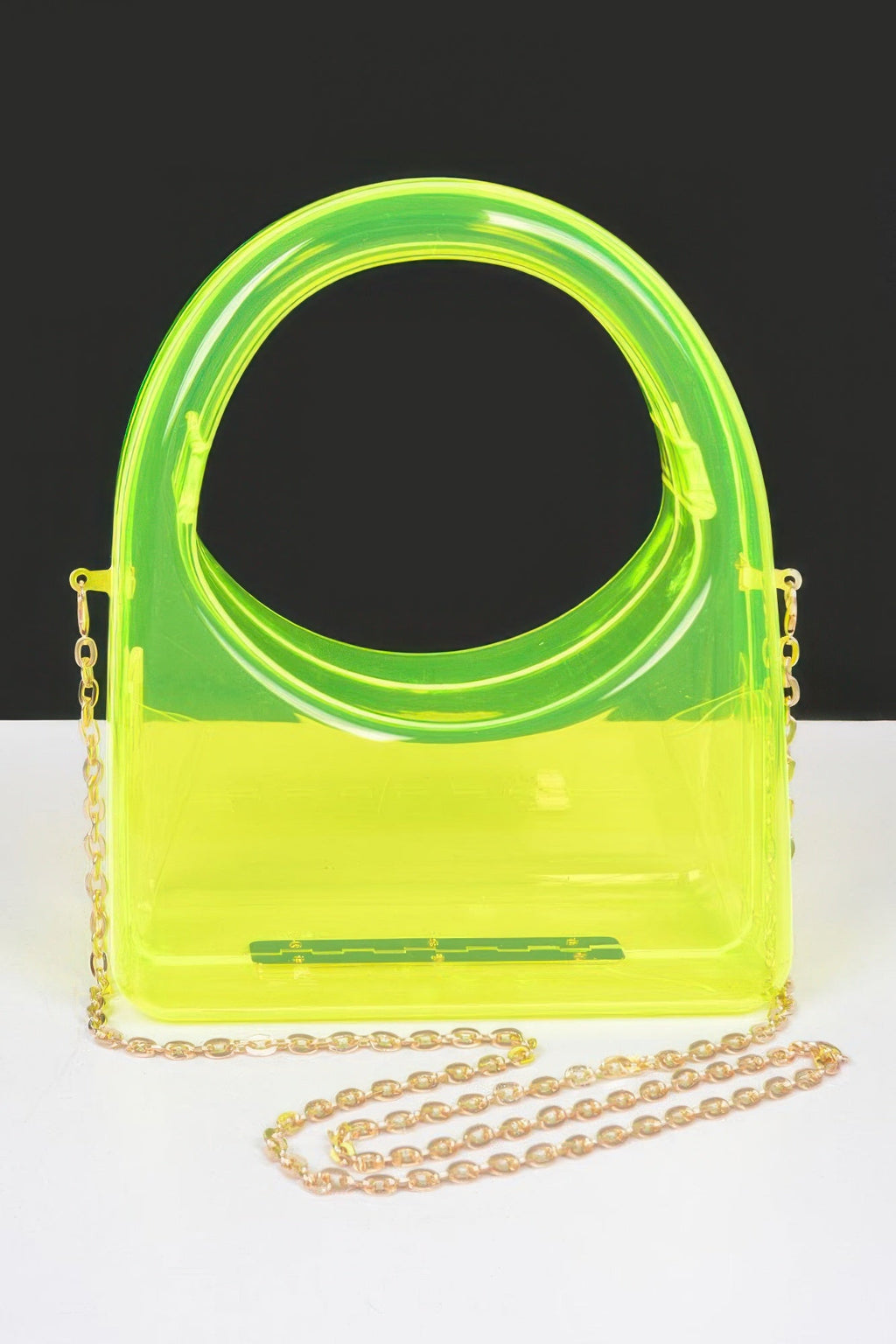 Clear Vision Acrylic Clutch with Chain Strap – Clear or Neon Yellow