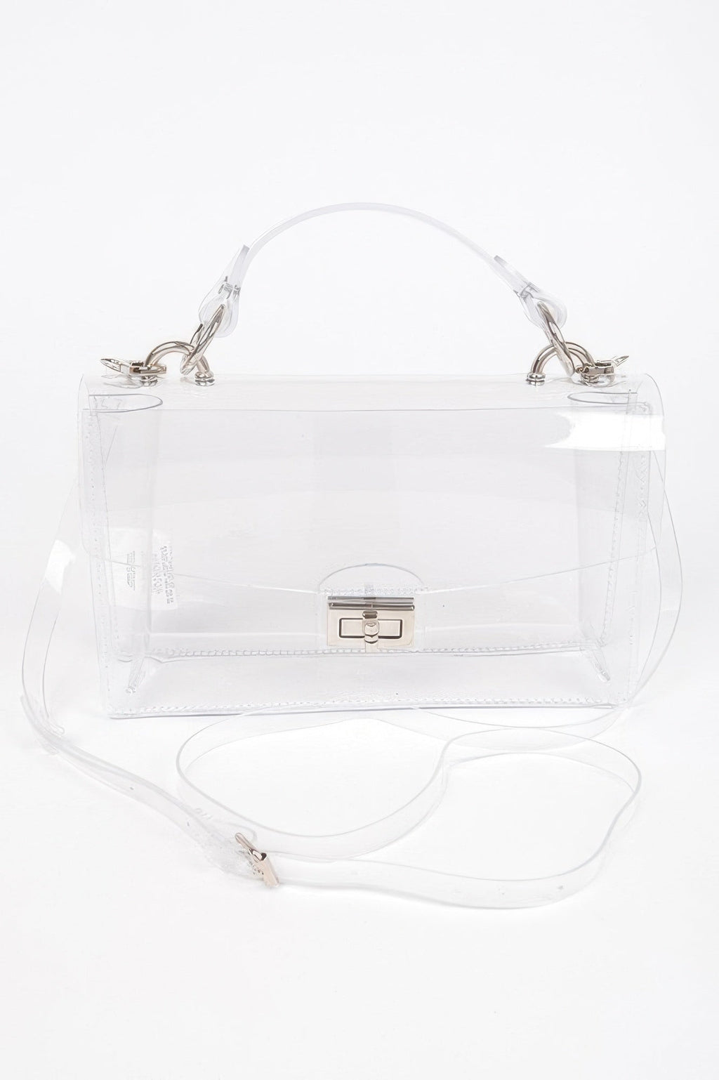 GlimmerGuard Clear Studded Flap Bag with Gold-Tone Hardware