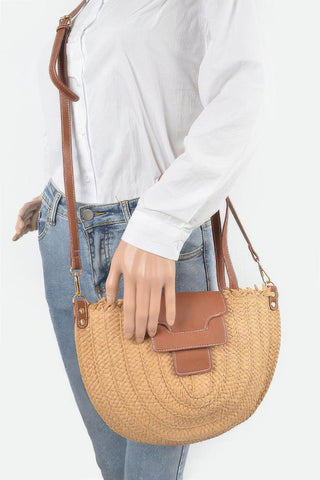 Faux Straw Crossbody Bag – Woven Summer Shoulder Bag