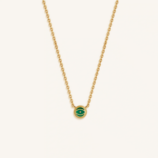 Emerald Agate Evil Eye Gold Necklace – Verdant Guardian