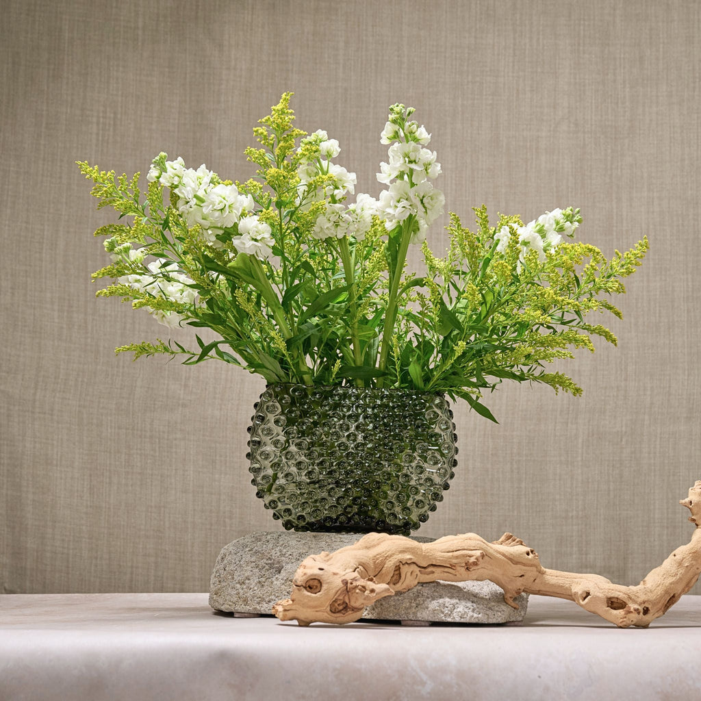Hobnail Glass Vase in Moss Green – Optic