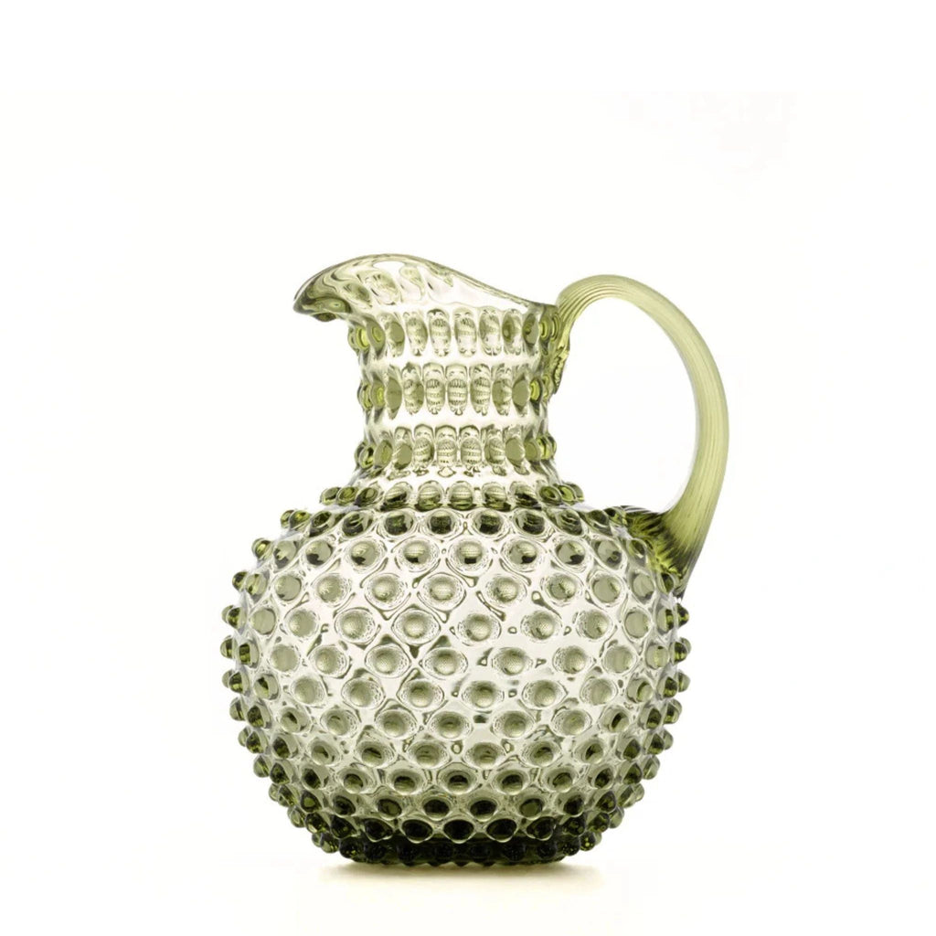 Hobnail Glass Jug in Moss Green – 2 Liter