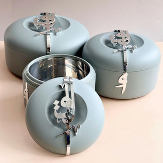 Liqa’a Food Thermos & Warm Serve Set (3-Piece) – Grey & Silver