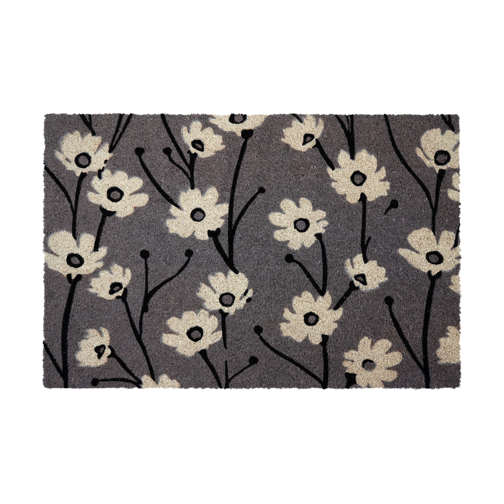 Wild Flowers Gray Natural Coir Doormat