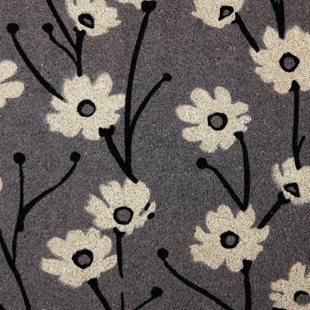 Wild Flowers Gray Natural Coir Doormat