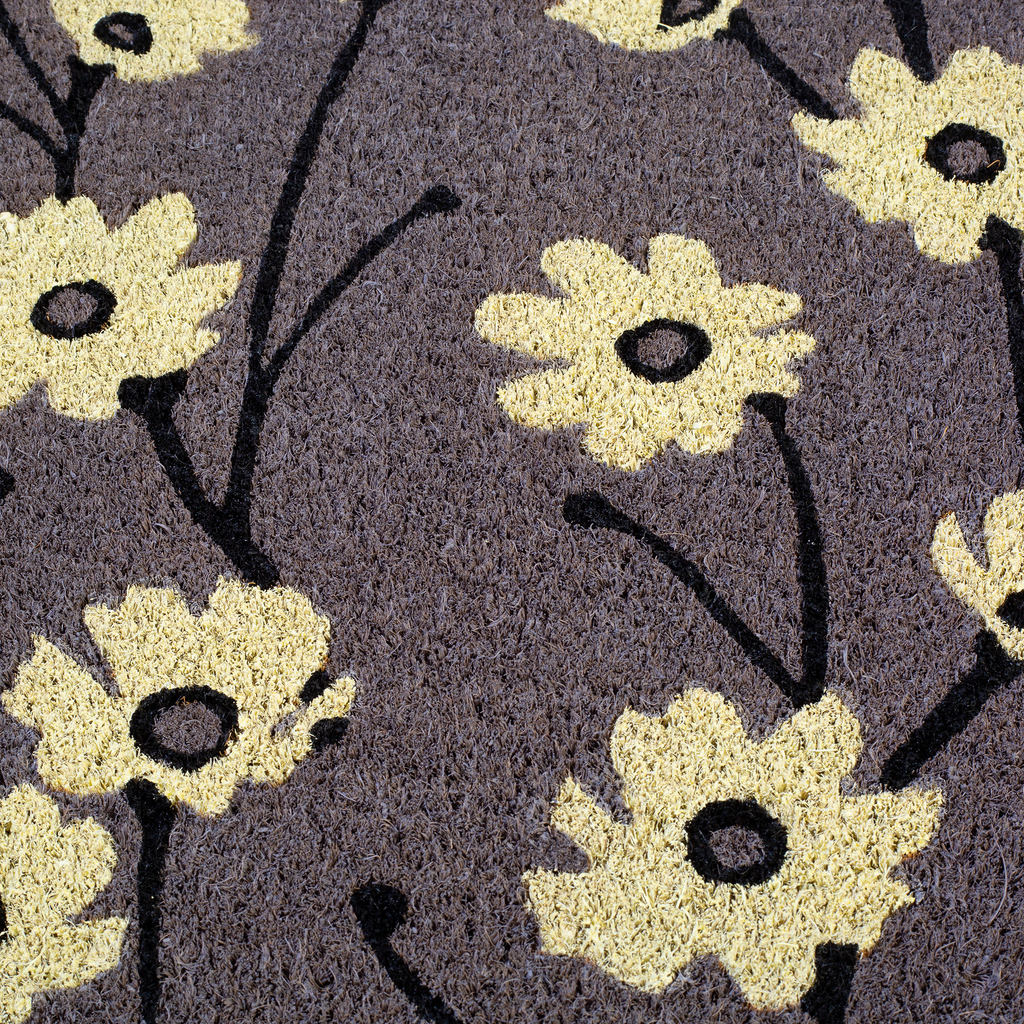 Wild Flowers Gray Natural Coir Doormat