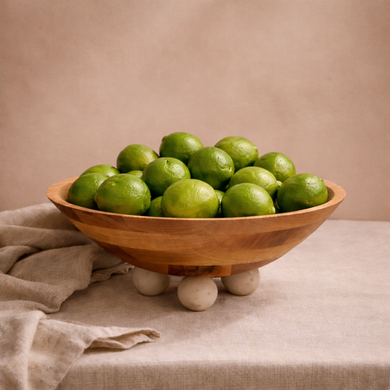 Arjun Wood & White Marble Sculptural Serving Bowl