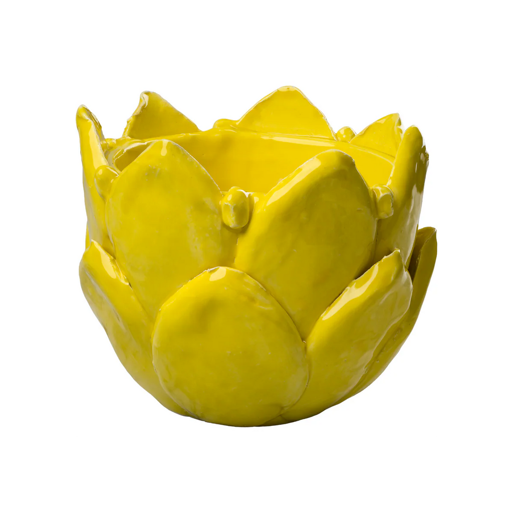 Artichoke Cachepot – Handmade Italian Ceramic Cachepot in White, Aqua, Yellow, Cobalt & Green