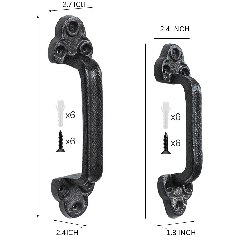 Antique-Finish Cast Iron Barn Door Pull Handle