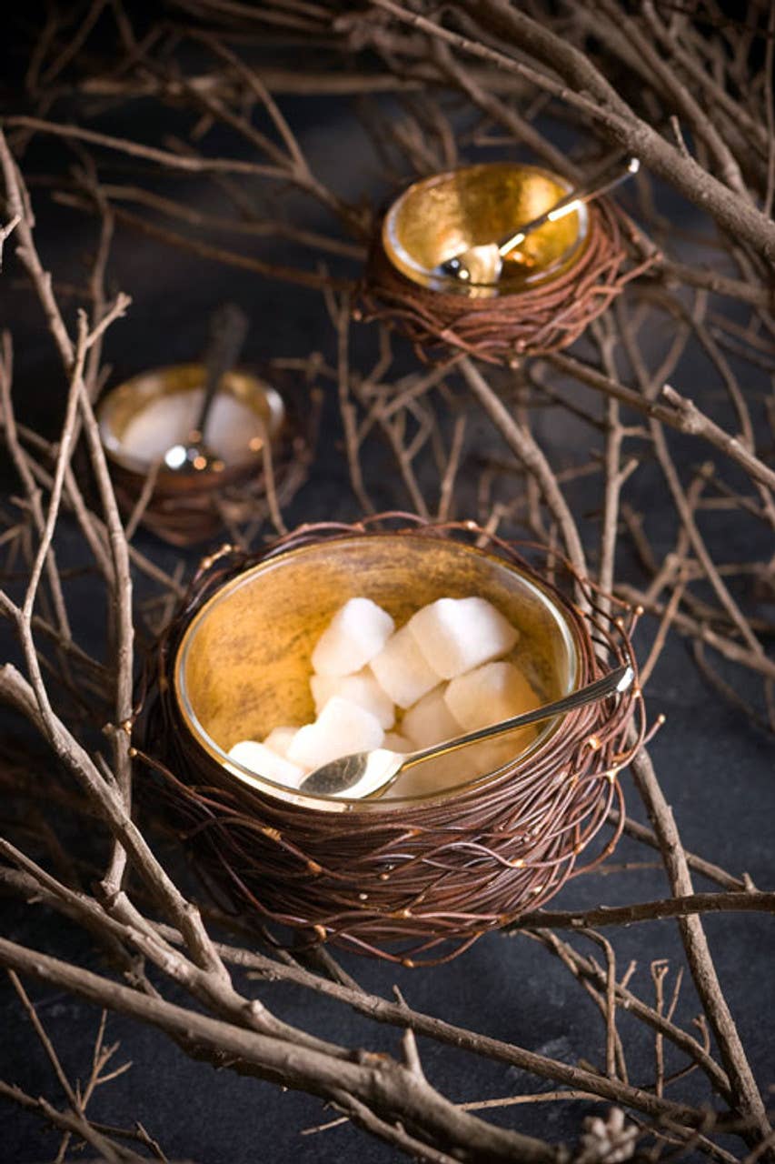 Gold Leafed Metal Birds Nest