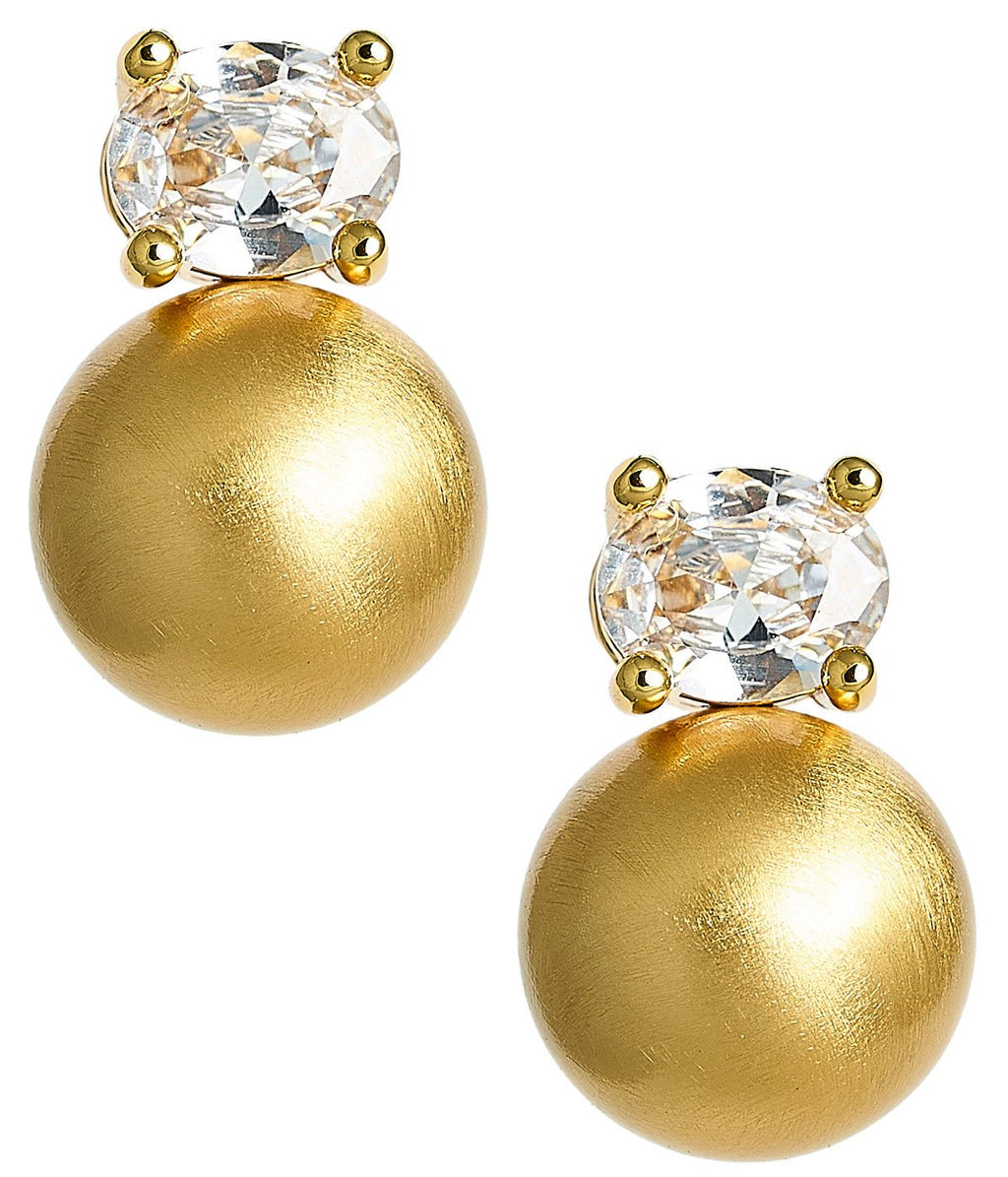 Abby 18K Gold Plated Double Ball Earrings