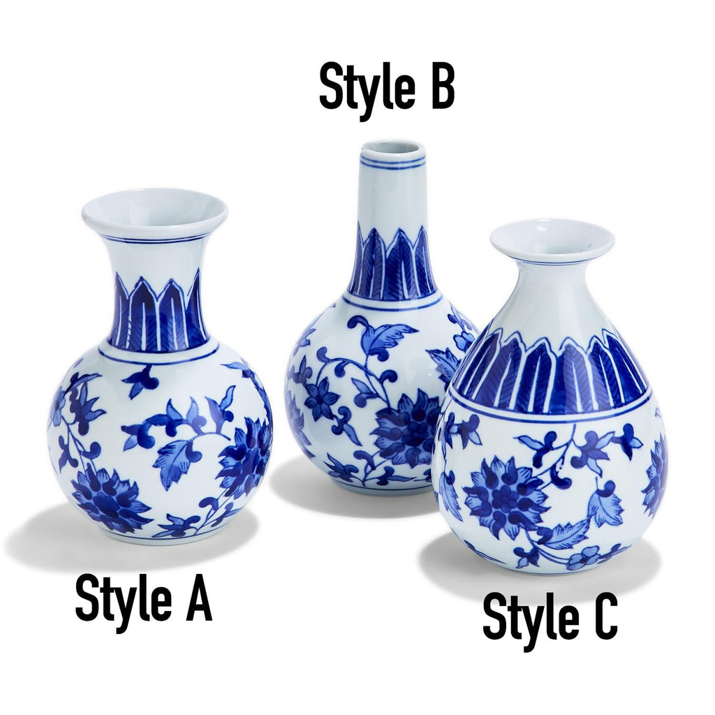 Mediterranean Canton Chinoiserie Porcelain Vases – Hand-Painted