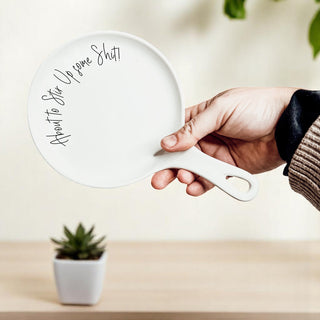 “Stir Up Sh*t” Funny Spoon Rest with Wooden Spoon – Porcelain Kitchen Gift