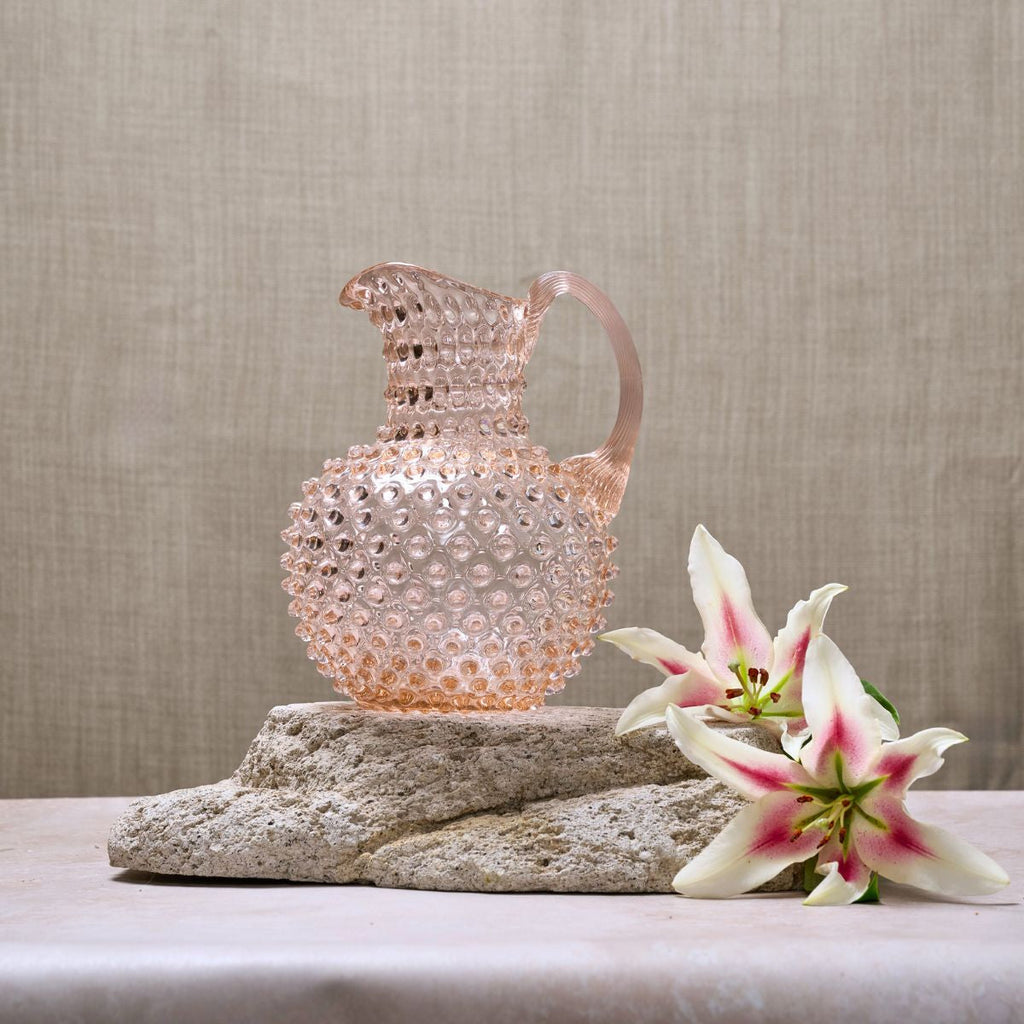 Hobnail Glass Creamer Jug – Apricot Chiffon, 1 Liter