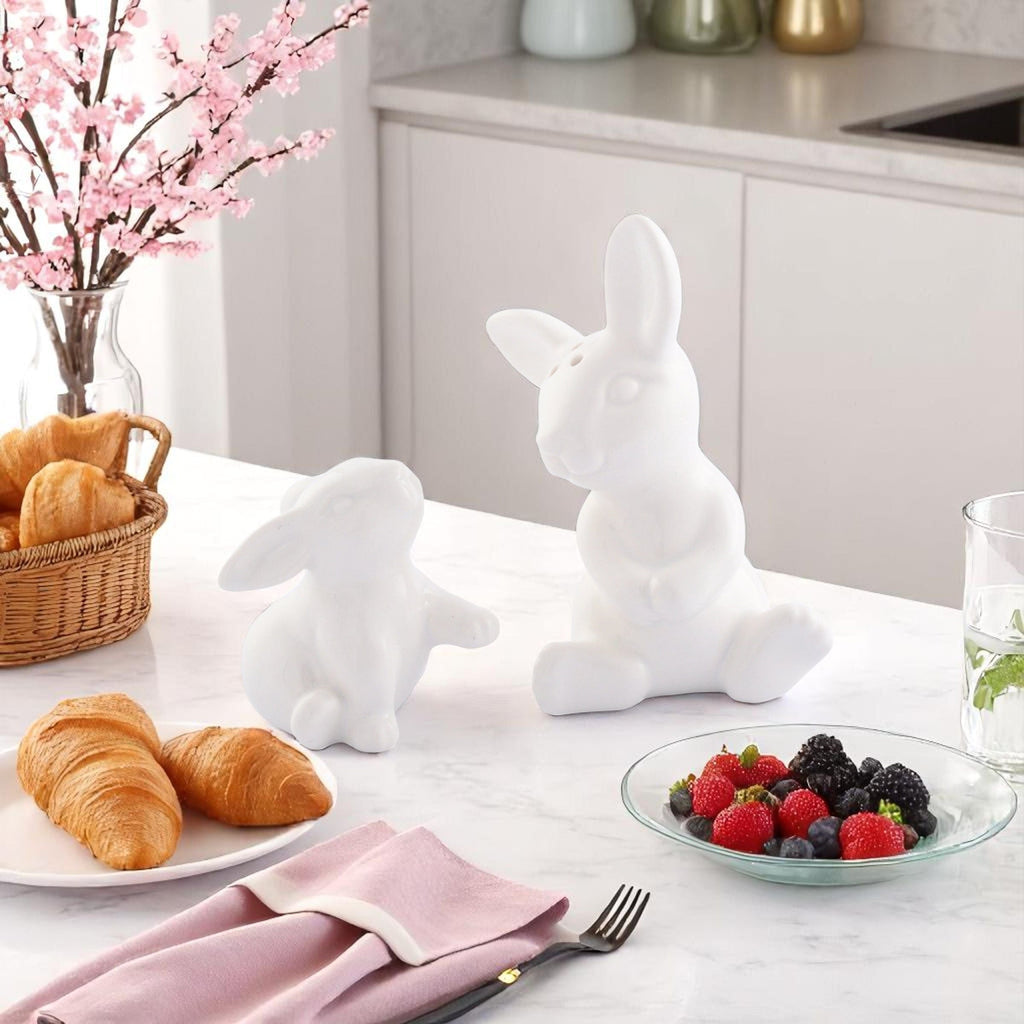 Porcelain Mother and Son Bunny Salt and Pepper Set