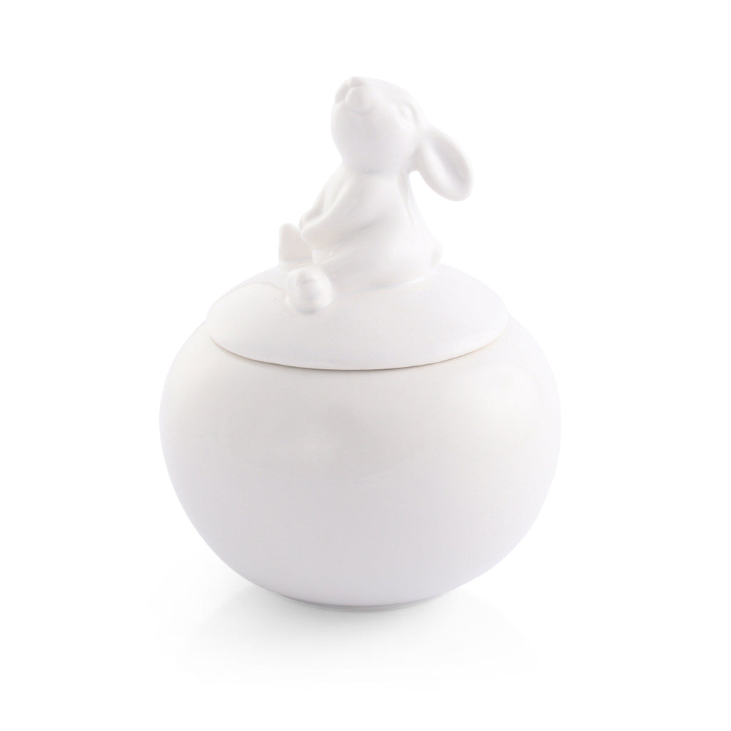 Porcelain Sitting Bunny Sugar Bowl for Easter Table