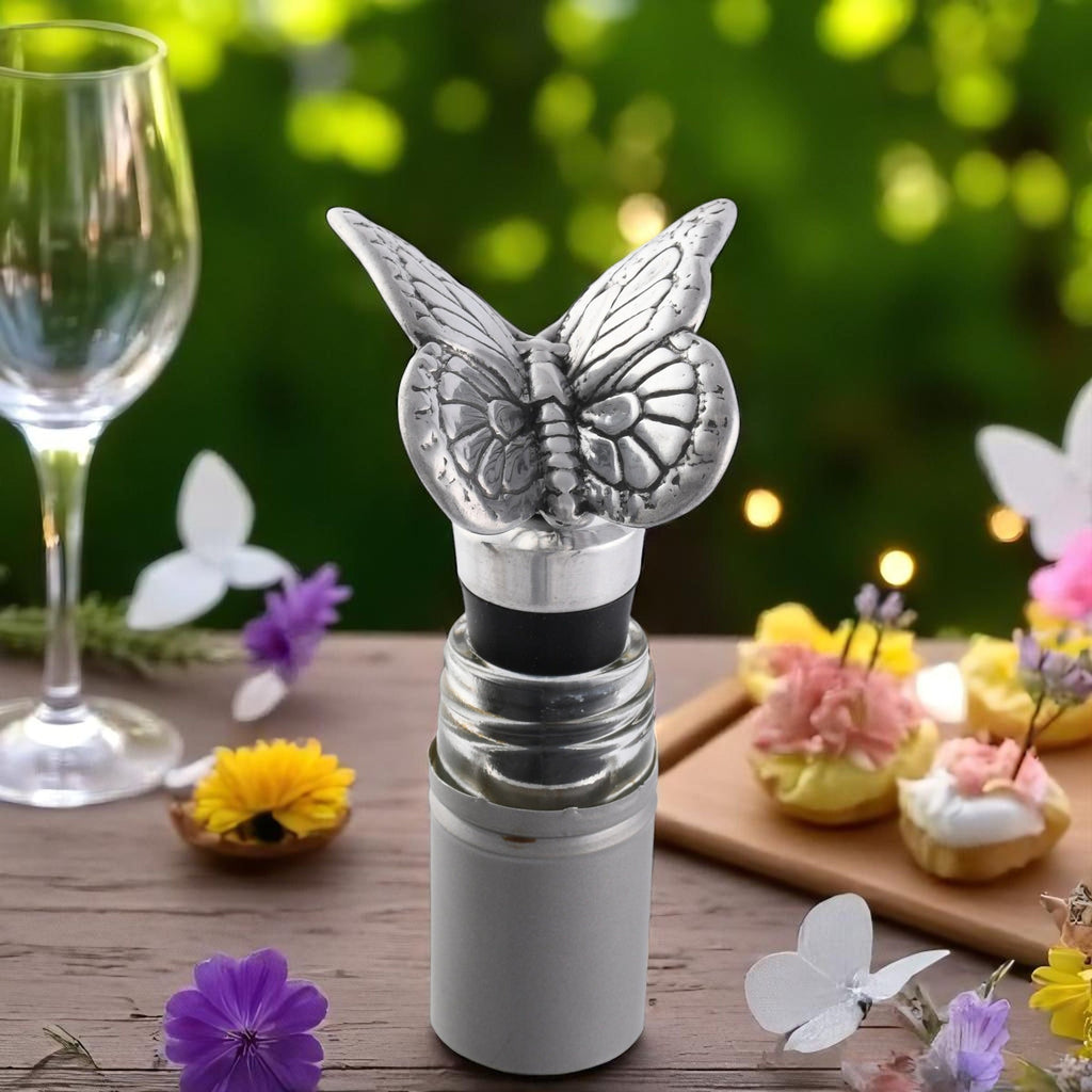 Butterfly Bottle Stopper in Sculptural Metal