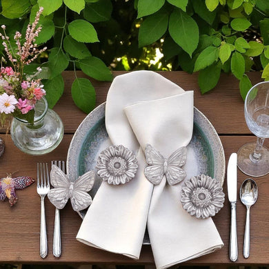Butterfly and Flower Napkin Rings Set