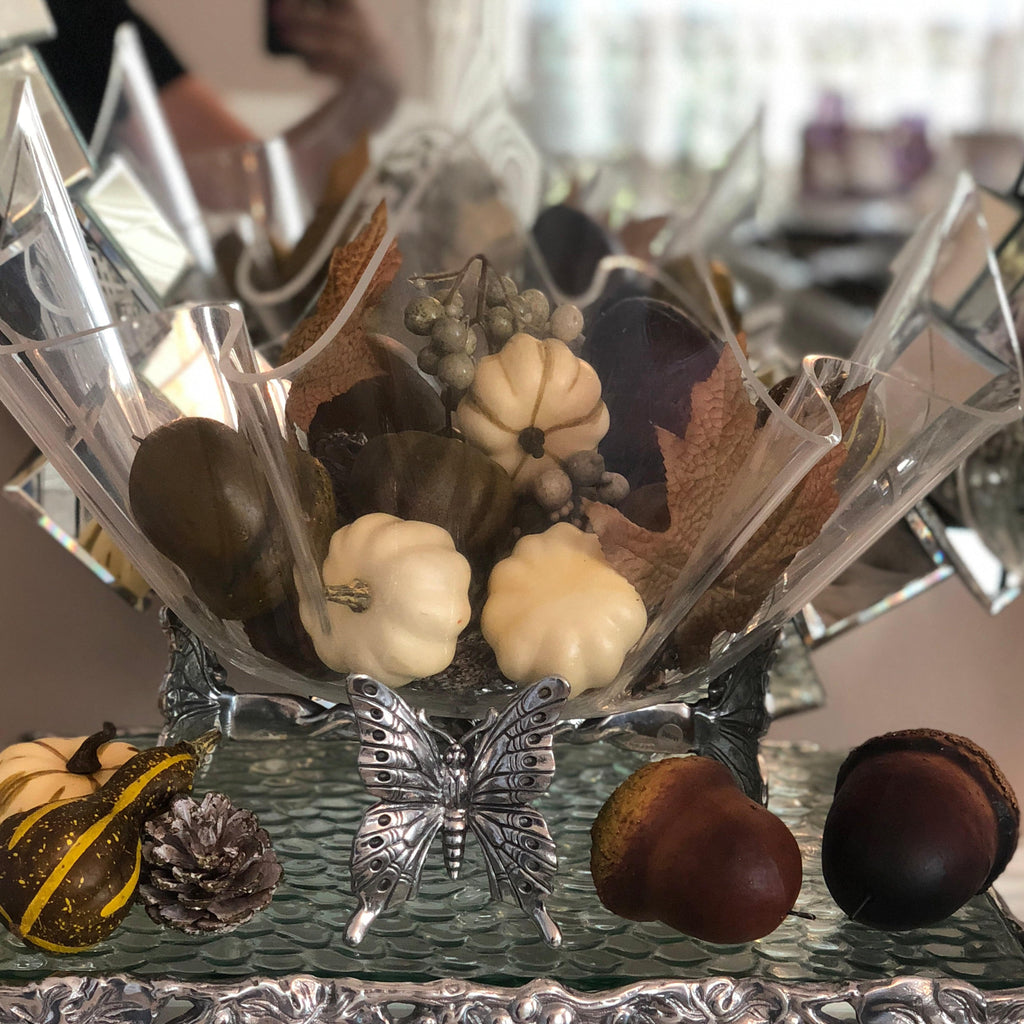 Butterfly Stand Acrylic Bowl 14 Inch