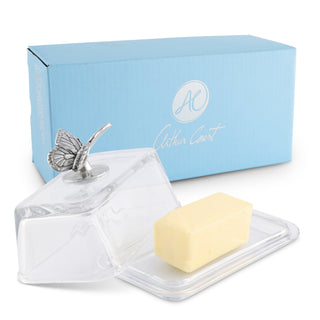 Glass Butterfly Butter Dish