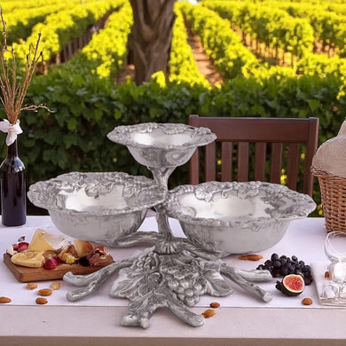 Grape 3-Tiered Footed Bowl | Elegant Table Décor & Entertaining Accent