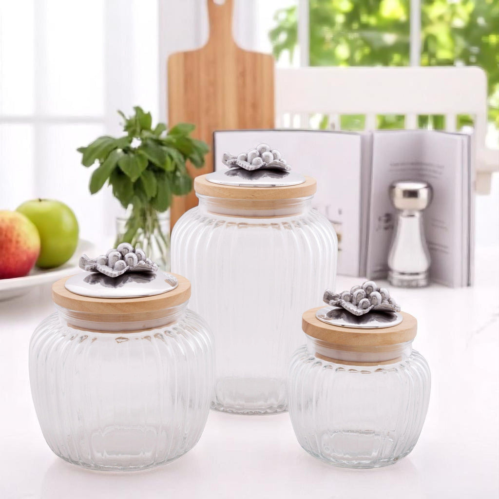 Grape Knob Glass Canisters Decorative Accent