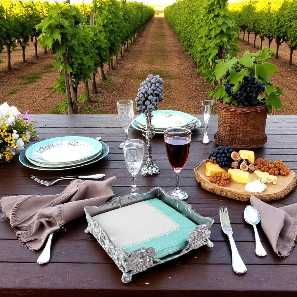 Grape Luncheon Napkin Box Vineyard Table Accent