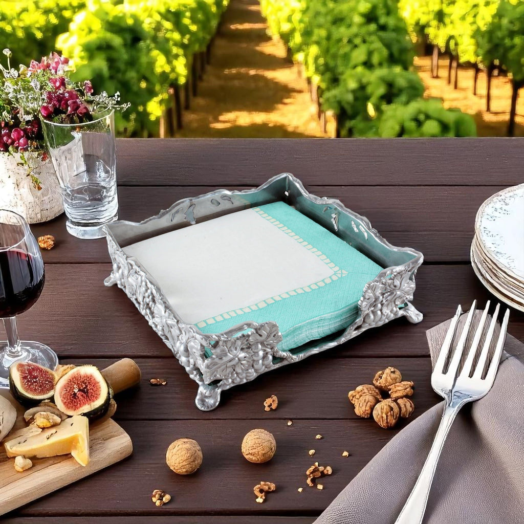 Grape Luncheon Napkin Box Vineyard Table Accent