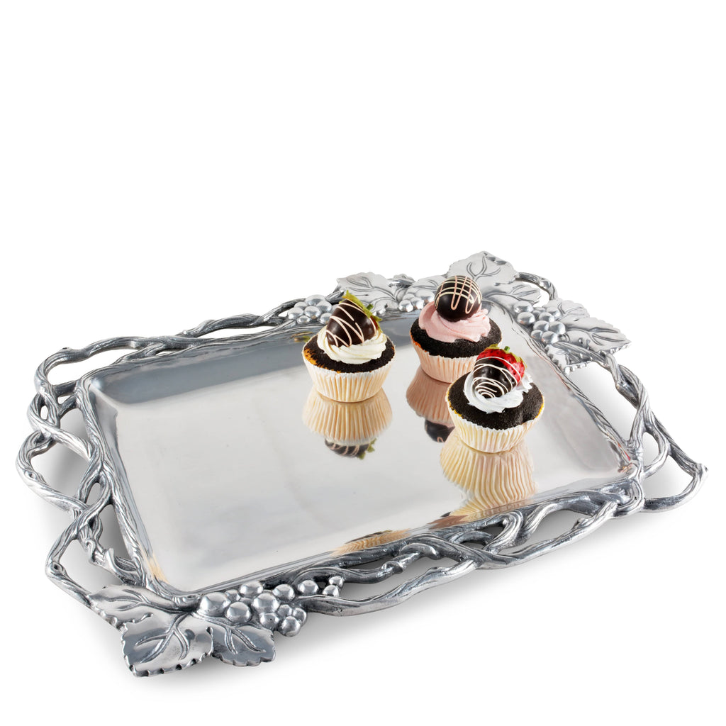 Grape Open Vine Rectangle Tray | Elegant Table Décor Accent