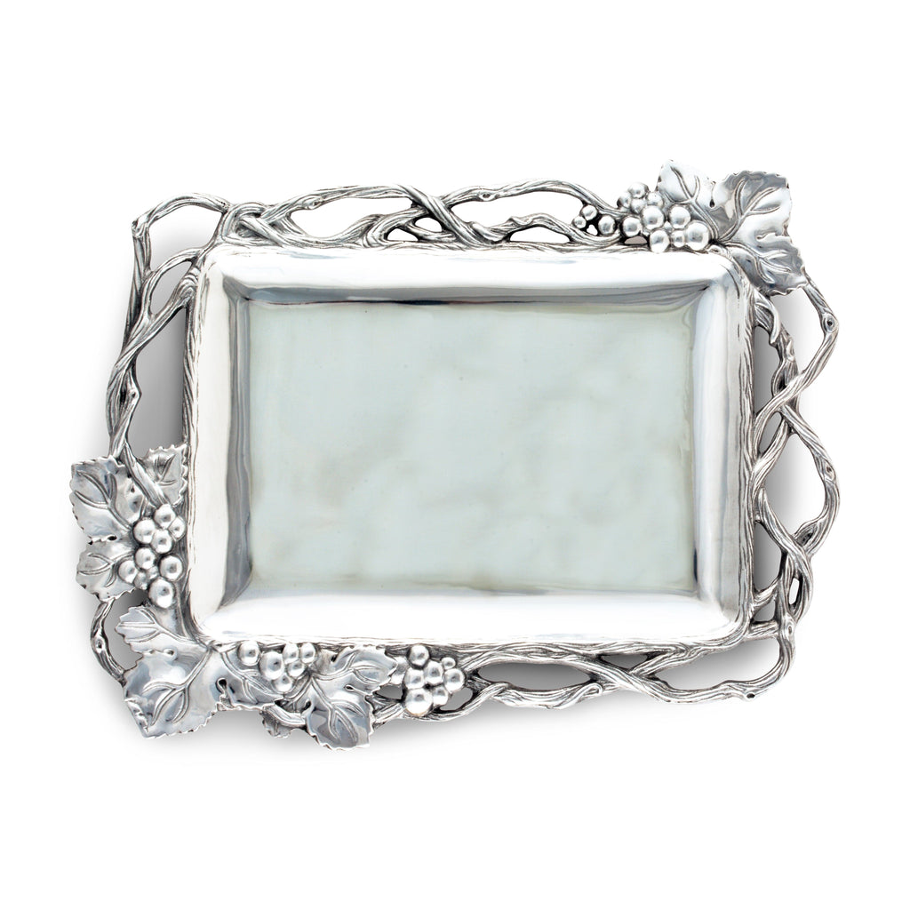 Grape Open Vine Rectangle Tray | Elegant Table Décor Accent