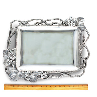 Grape Open Vine Rectangle Tray | Elegant Table Décor Accent