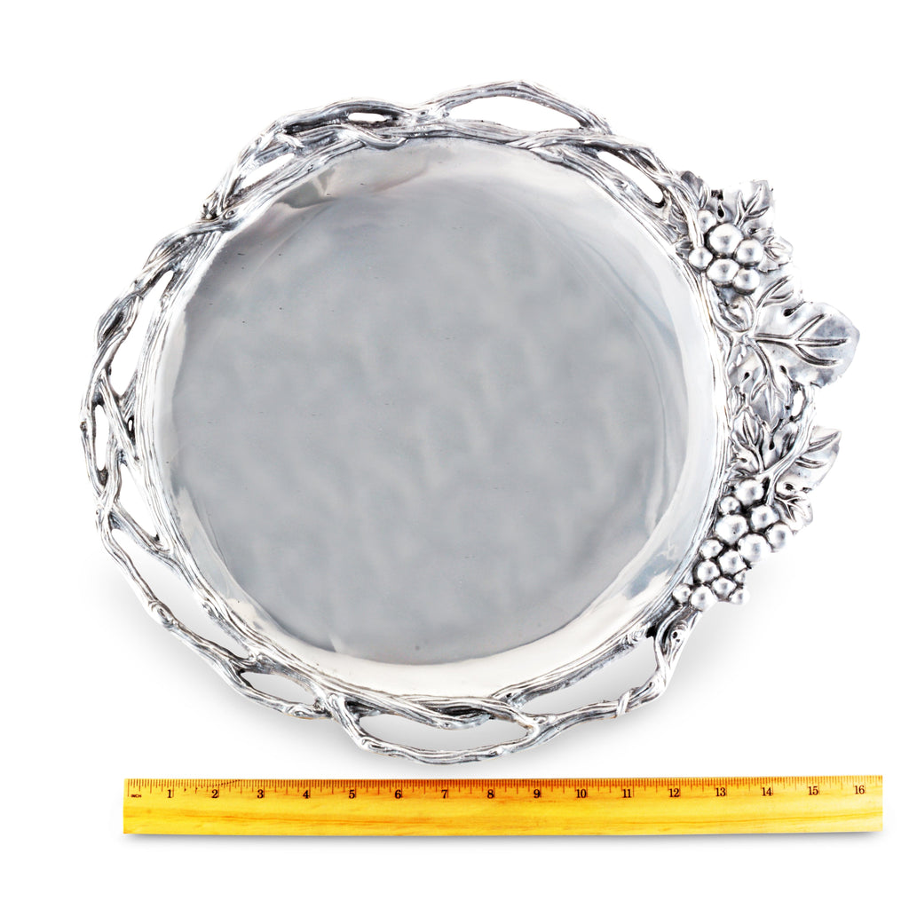 Grape Open Vine Round Tray Large Table Accent