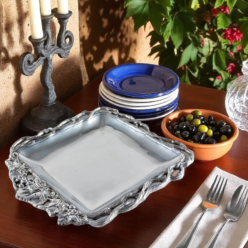 Open Vine Grape Square Tray 12″ | Sophisticated Table Accent