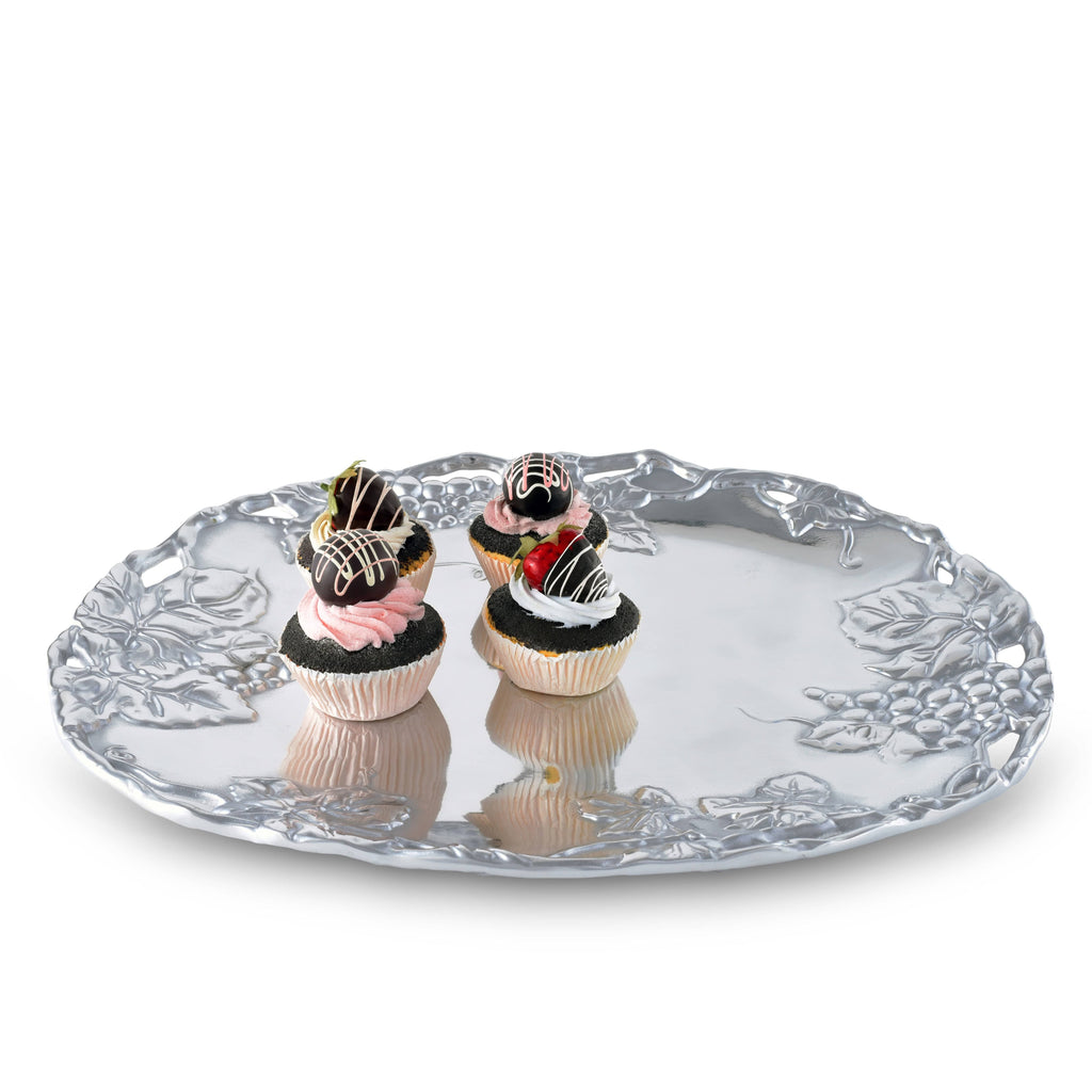 Sculpted Grape Oval Platter | Elegant Dining Centerpiece