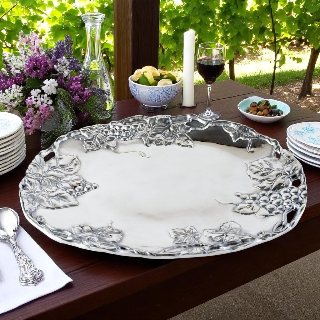 Sculpted Grape Oval Platter | Elegant Dining Centerpiece