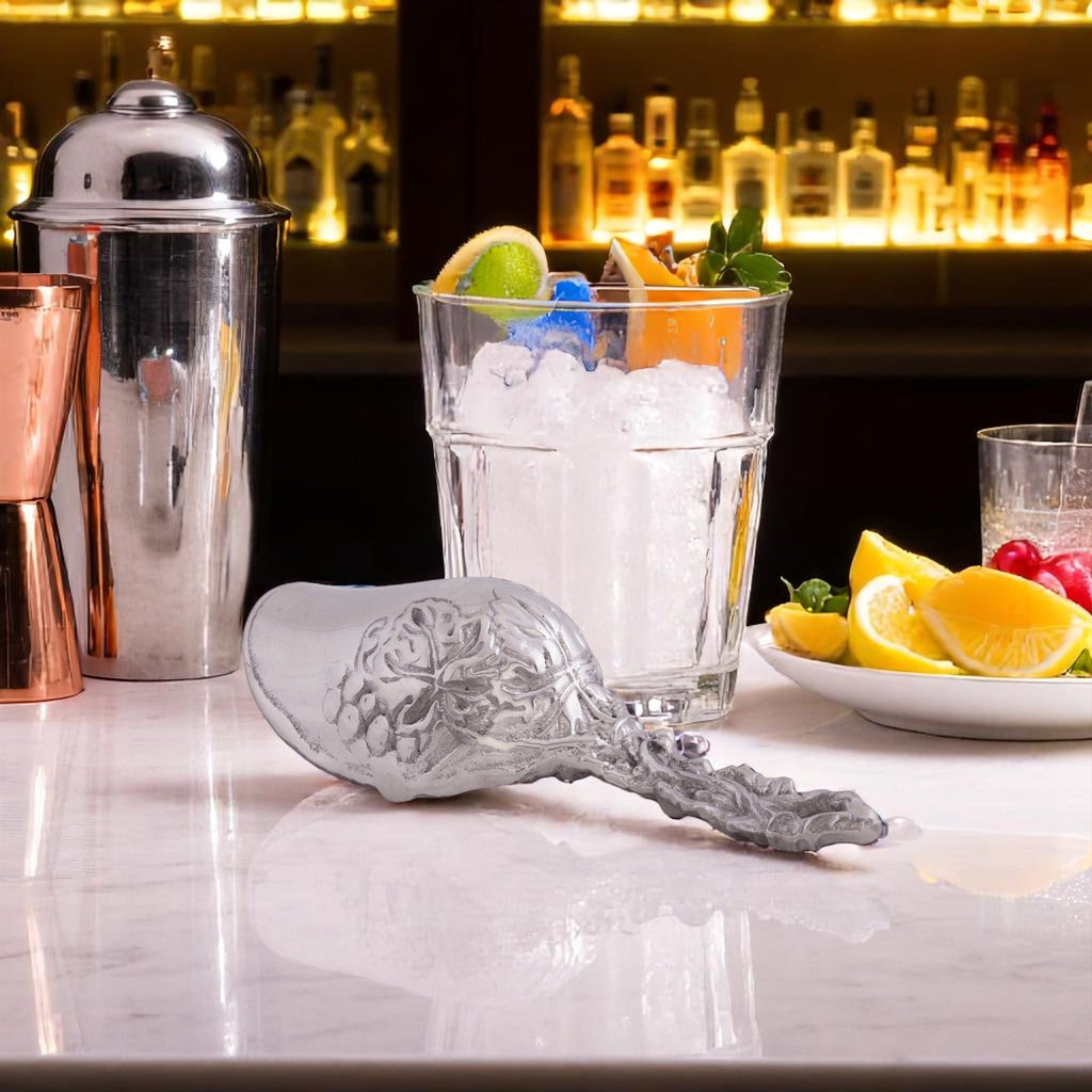Sculpted Grape Pattern Ice Scoop | Refined Bar Elegance