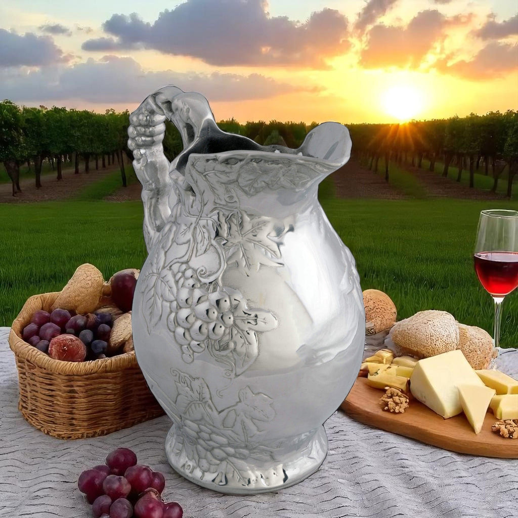 Sculpted Grape Pitcher | Refined Tabletop Elegance