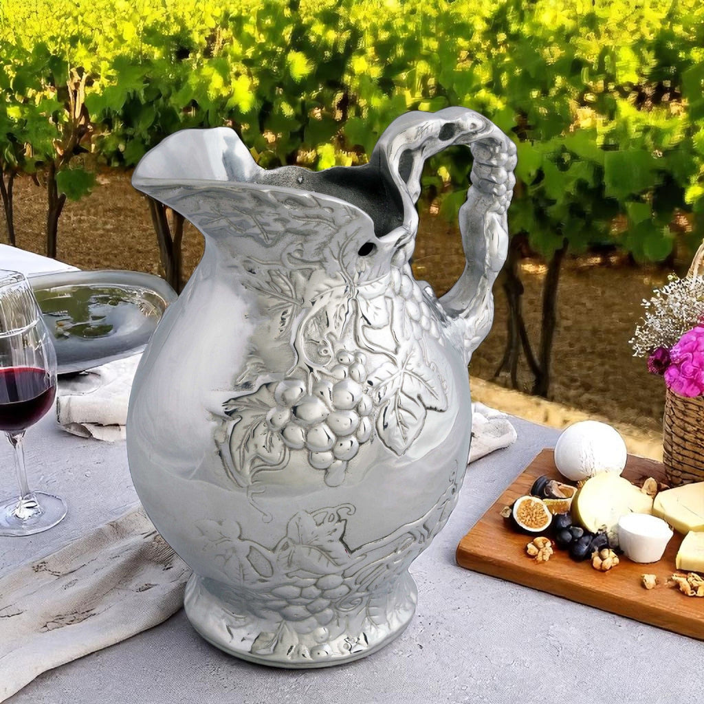 Sculpted Grape Pitcher | Refined Tabletop Elegance