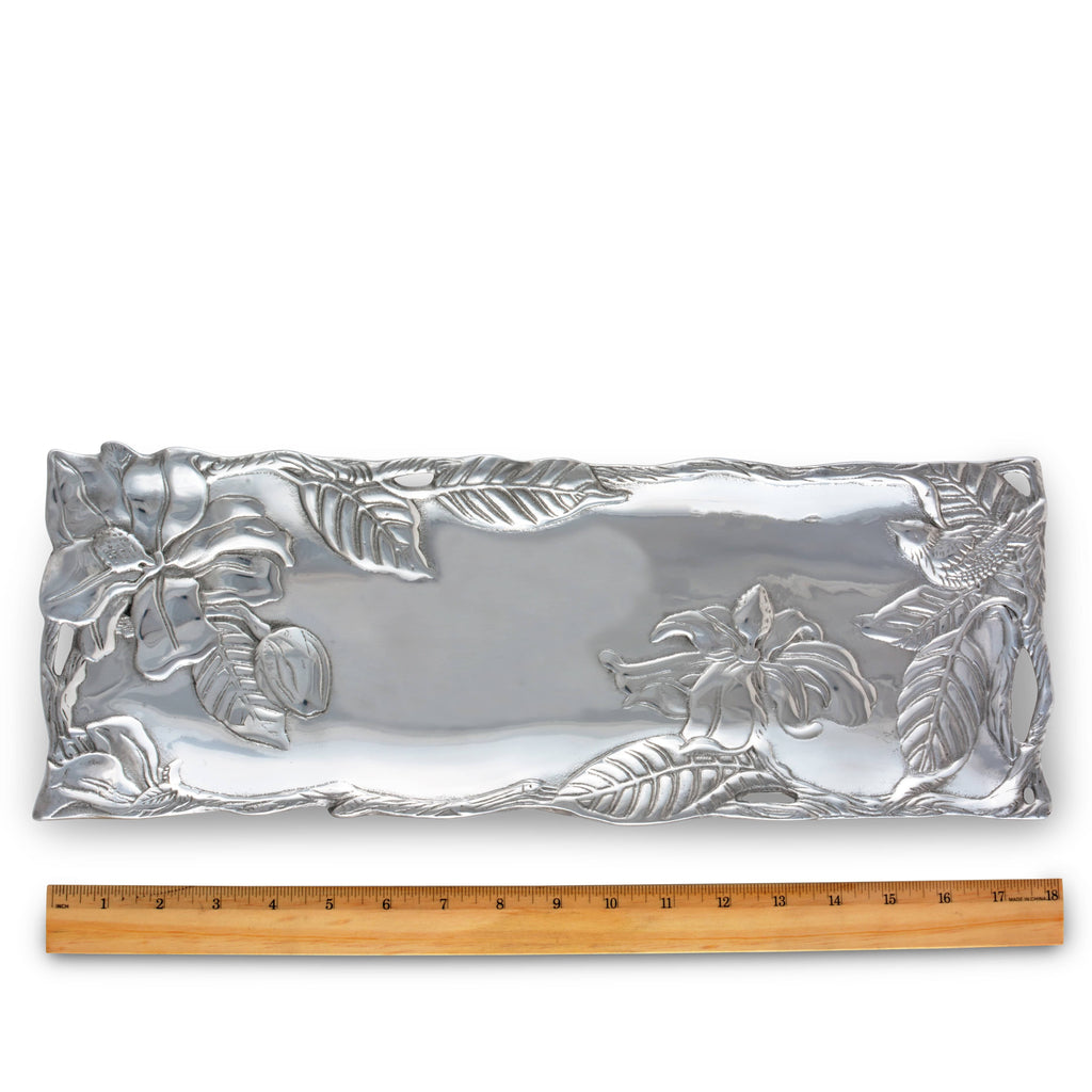 Magnolia Oblong Serving Tray Floral Accent