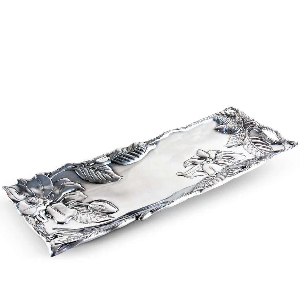 Magnolia Oblong Serving Tray Floral Accent