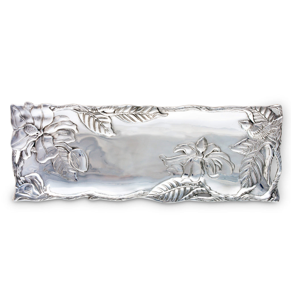 Magnolia Oblong Serving Tray Floral Accent