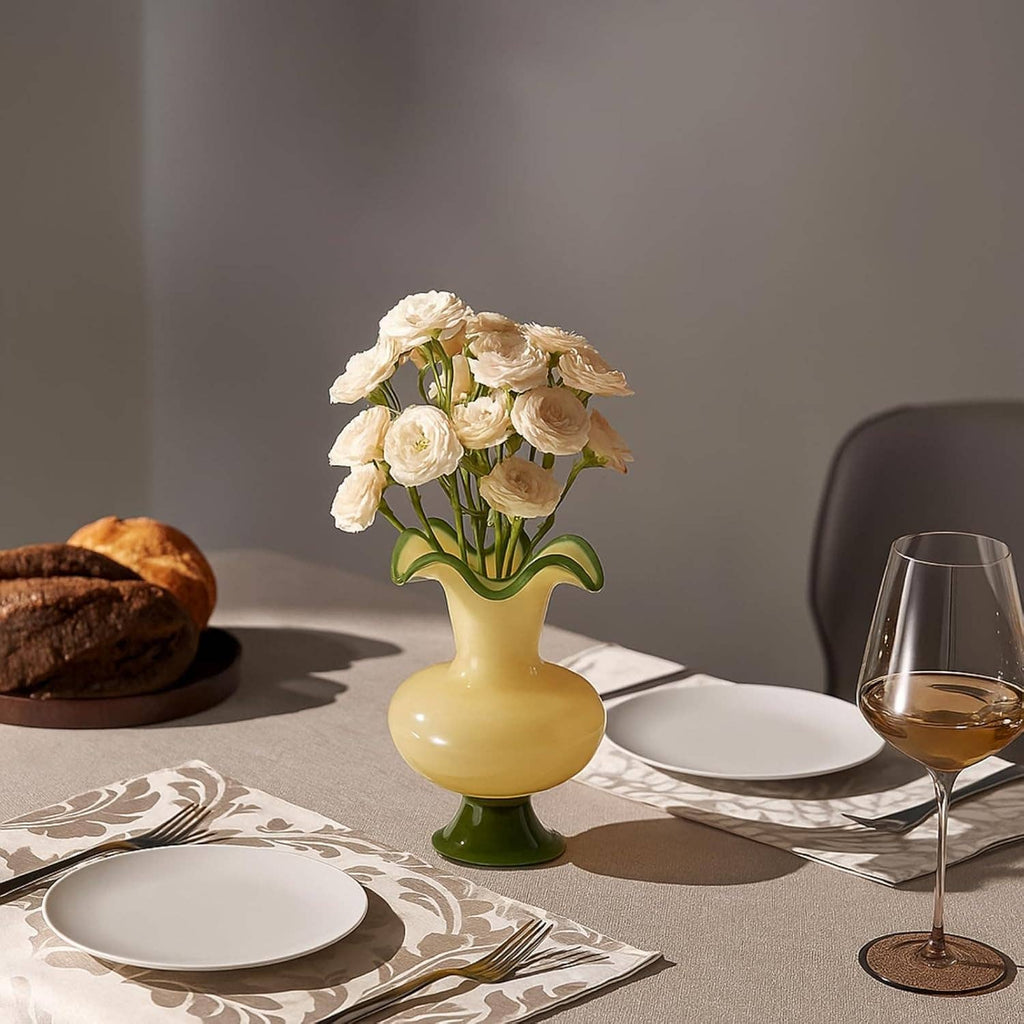Verdant Bloom Hand-Blown Glass Flower Vase Décor - 11